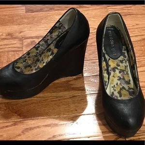 Madden girl black platform wedges